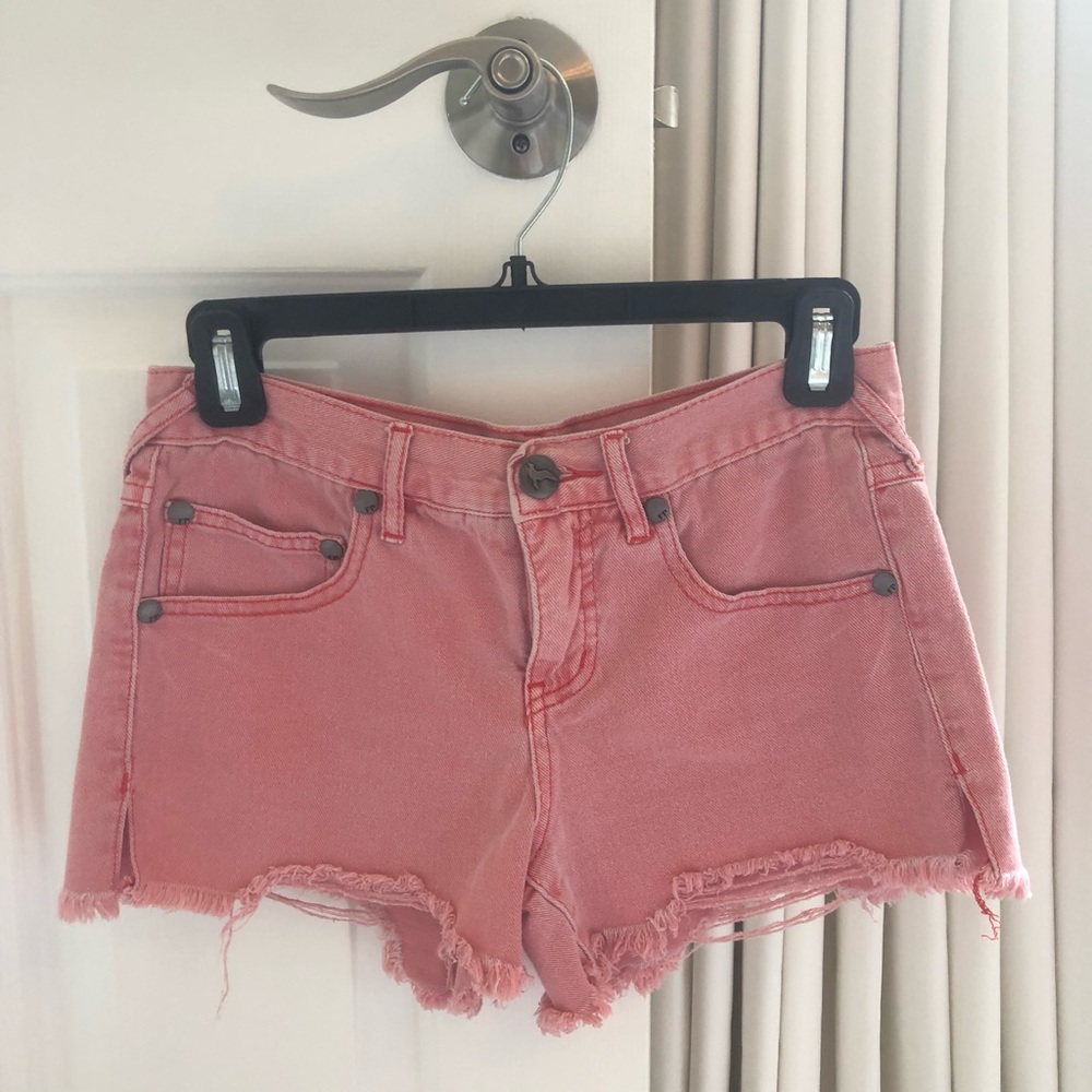 Free people red jean shorts